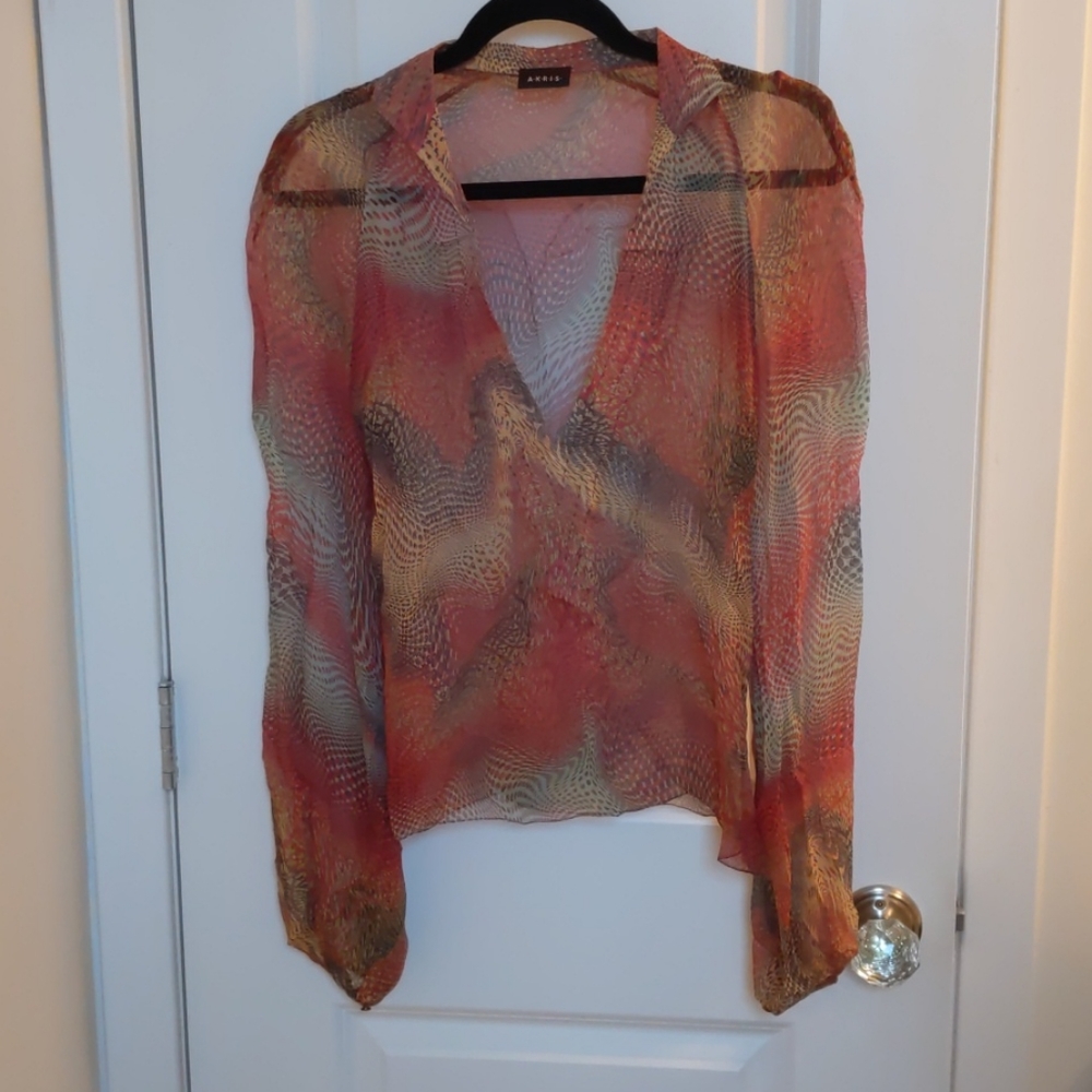 Sheer Akris 70s inspired beach cover up